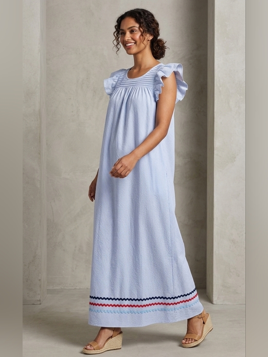 Sail to Sable Dresses & Skirts - NWT Sail To Sable Flutter Sleeve Maxi in Blue Stripe Shirting Ric Rac Dress XS
